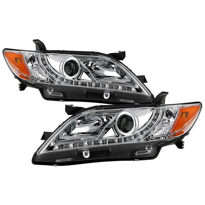 Spyder Toyota Camry 07-09 DRL Projector Headlights Chrome display showing show PRO-YD-TCAM07-DRL-C