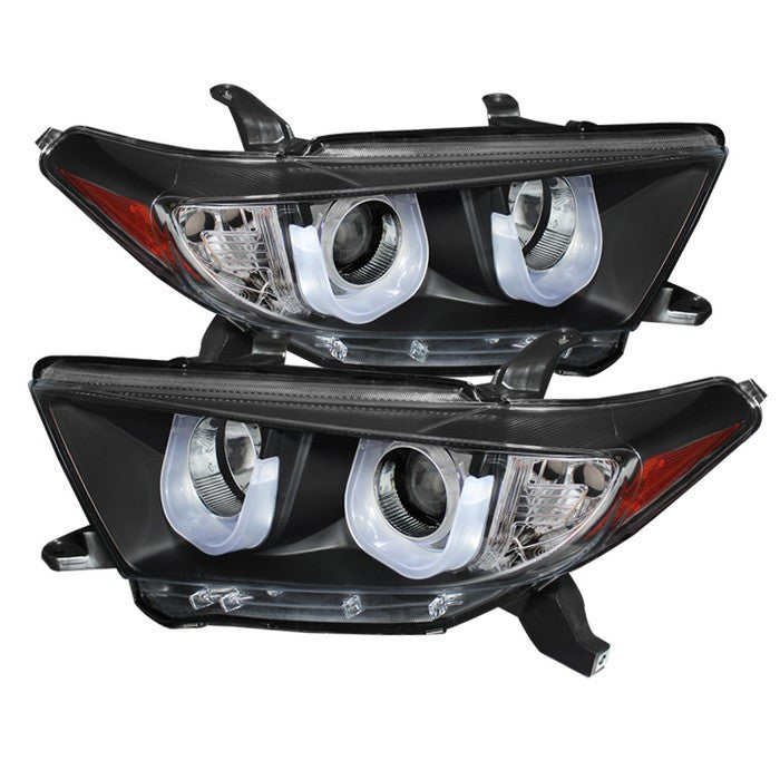 Spyder Toyota Highlander 11-13 3D DRL Pro Headlights Black display showing show PRO-YD-THLAN11-3DDRL-BK