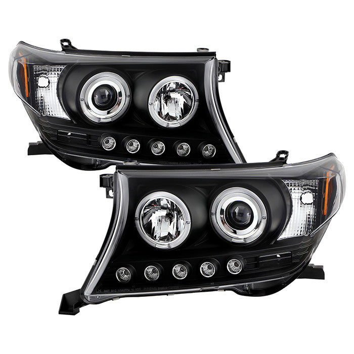 Spyder Toyota Land Cruiser 08-11 Halo Pro Headlights Black display showing show PRO-YD-TLAND08-HL-BK