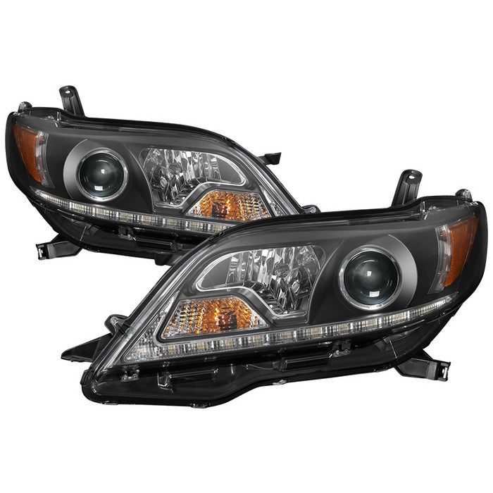 Spyder Toyota Sienna 11-14 SE XE 15-17 XLE Pro Headlights Black display showing show PRO-YD-TSEN11-DRL-BK