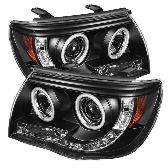 Spyder Toyota Tacoma 05-11 CCFL Halo Pro Headlights Black display showing show PRO-YD-TT05-CCFL-BK