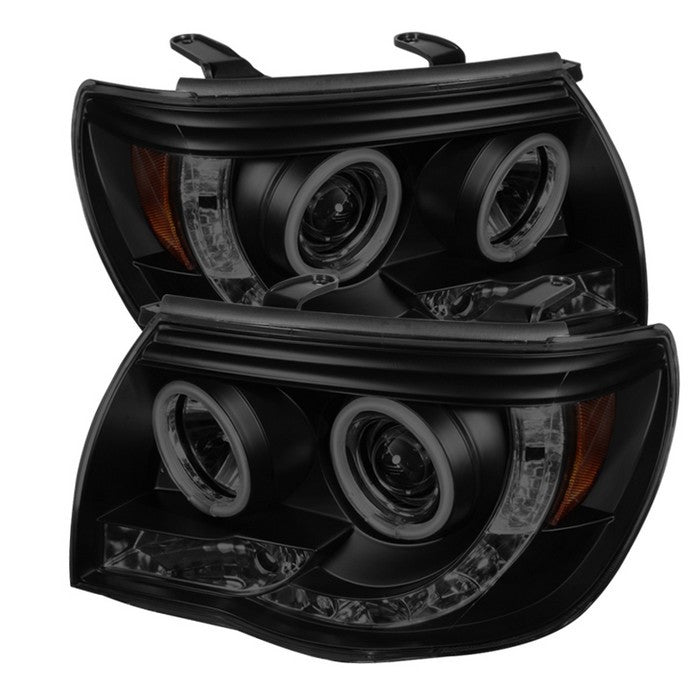 Spyder Toyota Tacoma 05-11 CCFL Halo Pro Headlights Black SM display showing show PRO-YD-TT05-CCFL-BSM