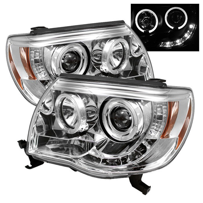 Spyder Toyota Tacoma 05-11 Halo Projector Headlights Chrome display showing show PRO-YD-TT05-HL-C