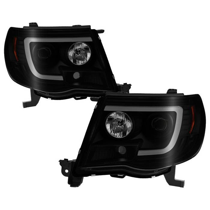 Spyder Toyota Tacoma 05-11 V2 LED Bar Pro Headlights Black SM display showing show PRO-YD-TT05V2-LB-BSM