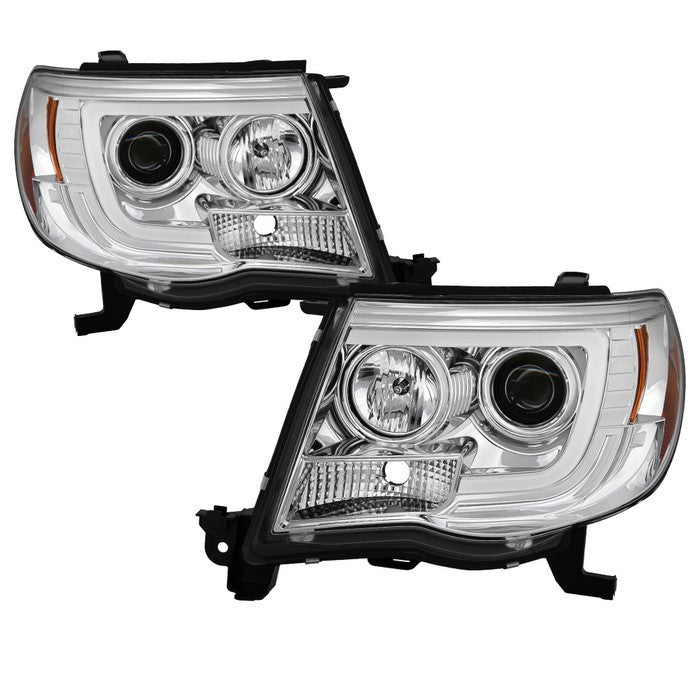 Spyder Toyota Tacoma 05-11 V2 LED Bar Pro Headlights Chrome display showing show PRO-YD-TT05V2-LB-C