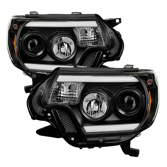 Spyder Toyota Tacoma 12-15 LED Bar DRL Pro Headlights Black display showing show PRO-YD-TT12-LBDRL-BK