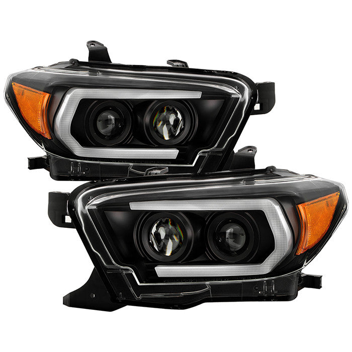 Spyder Toyota Tacoma 16- 22 SEQ Signal Pro Headlights Black SM display showing show PRO-YD-TT16V1-SEQ-BK