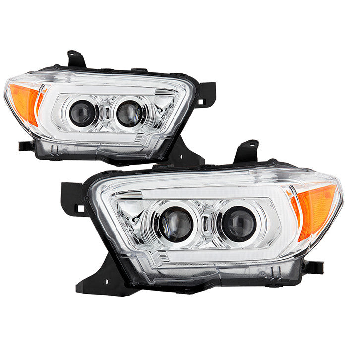 Spyder Toyota Tacoma 16- 22 SEQ Signal Pro Headlights Chrome display showing show PRO-YD-TT16V1-SEQ-C