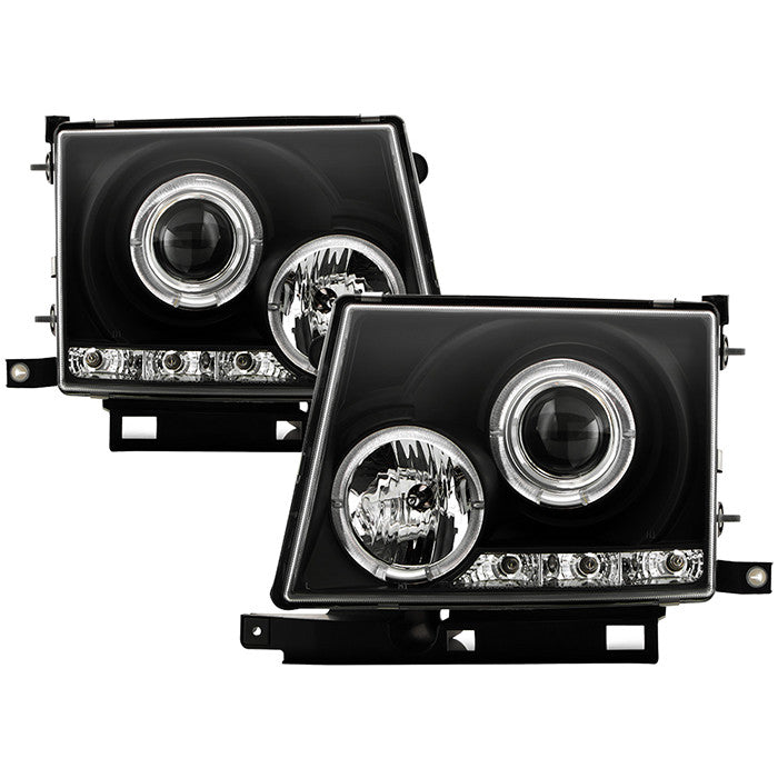 Spyder Toyota Tacoma 97-00 Halo Projector Headlights Black display showing show PRO-YD-TT97-HL-BK