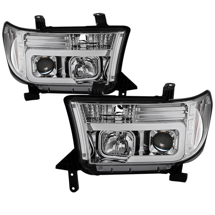 Spyder Toyota Tundra/ Sequoia 08-13 LED Bar Pro Headlight Chrome (PRO-YD-TTU07V2-LB-C) display show