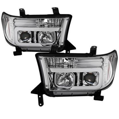 Spyder Toyota Tundra/ Sequoia 08-13 LED Bar Pro Headlight Chrome (PRO-YD-TTU07V2-LB-C) display show