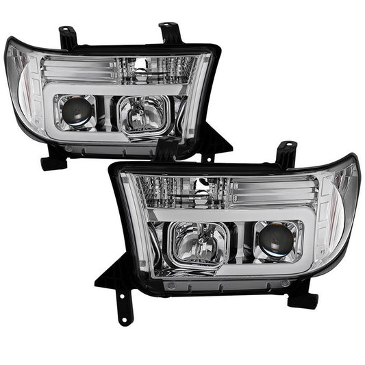 Spyder Toyota Tundra/ Sequoia 08-13 LED Bar Pro Headlight Chrome (PRO-YD-TTU07V2-LB-C) display show