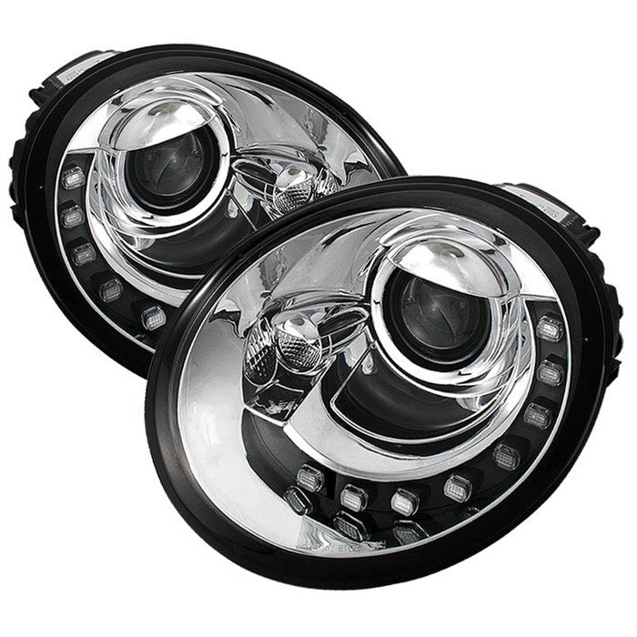 Spyder VW Beetle 98-05 DRL Projector Headlights -Chrome (PRO-YD-VB98-DRL-C) display showing