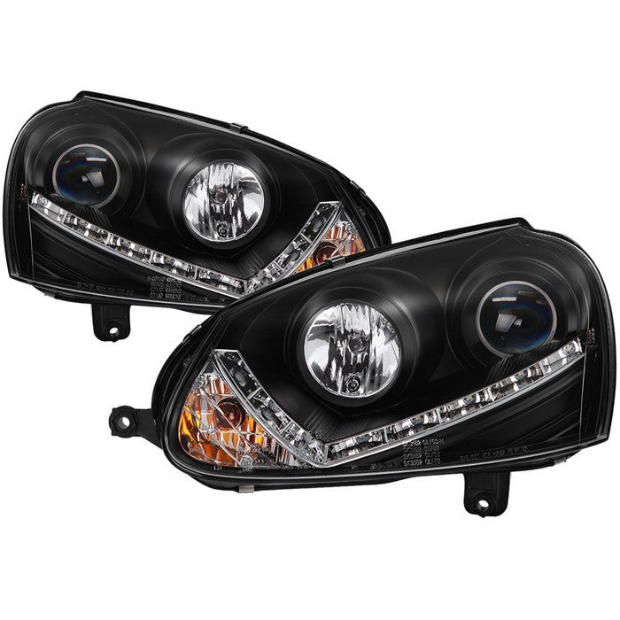 Spyder VW GTI/ Jetta / Rabbit 06-09 DRL Pro Headlights Black (PRO-YD-VG06-DRL-BK) display on