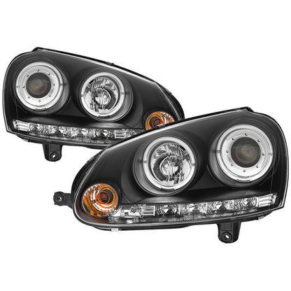 Spyder VW GTI/ Jetta / Rabbit 06-09 Halo Pro Headlights Black (PRO-YD-VG06-HL-BK) display on show