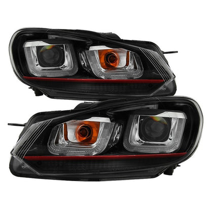 Spyder VW Golf / GTI 10-13 V3 Dual U DRL Pro Headlights Black (PRO-YD-VG10V3R-DRL-BK) display showing