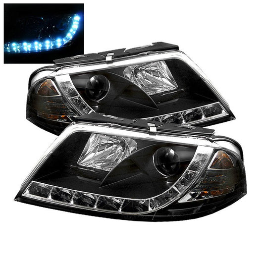 Spyder VW Passat 01-05 LED DRL Projector Headlights Black (PRO-YD-VP01-DRL-BK) Display shows showing