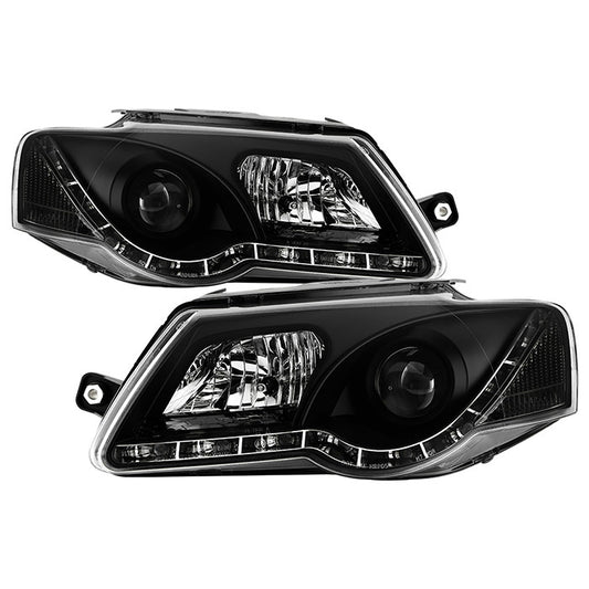 Spyder VW Passat 06-08 LED DRL Projector Headlights Black (PRO-YD-VP06-DRL-BK) Display show