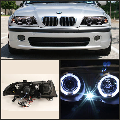 Projector Headlights Black installed BMW E46 3-Series