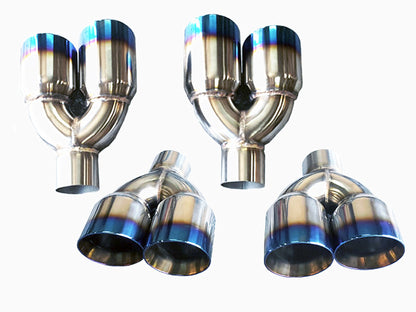 Tsudo Quad Universal 3.5" Staggered Titanium Burnt exhaust Tips (01-T9205)