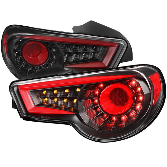 Spec-D 12-16 Scion/Subaru Brz Led Tail Lights- Black Red Light Bar (LT-FRS12JRLED-TM)