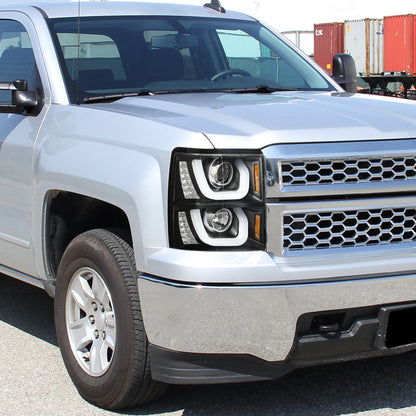 U-Bar Projector Headlights W/ Led Turn Signal Installed Chevrolet Silverado