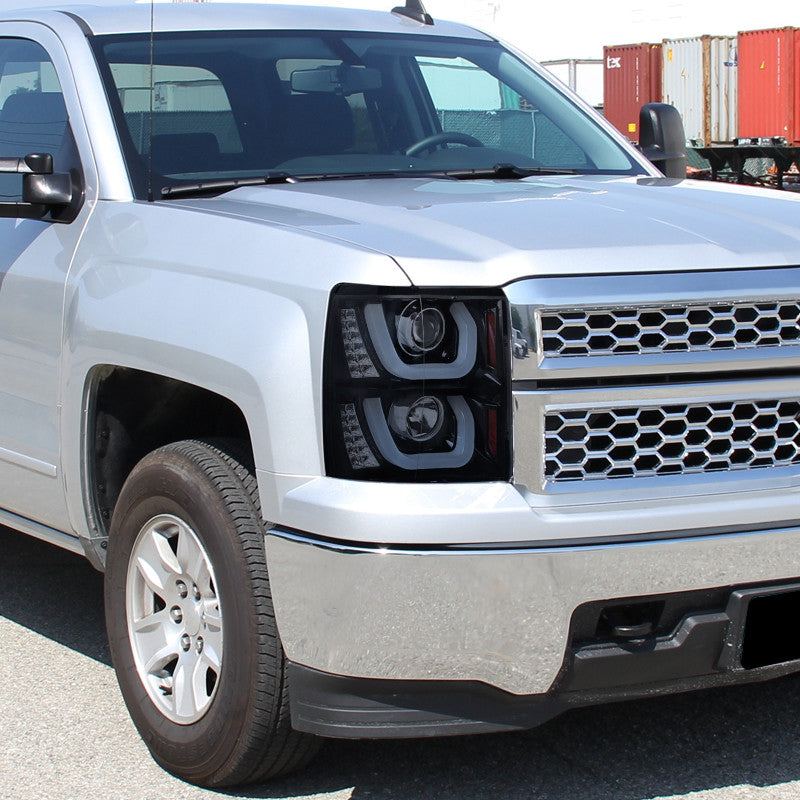 U-Bar Projector Headlights W/ Led Turn Signal Installed Chevrolet Silverado