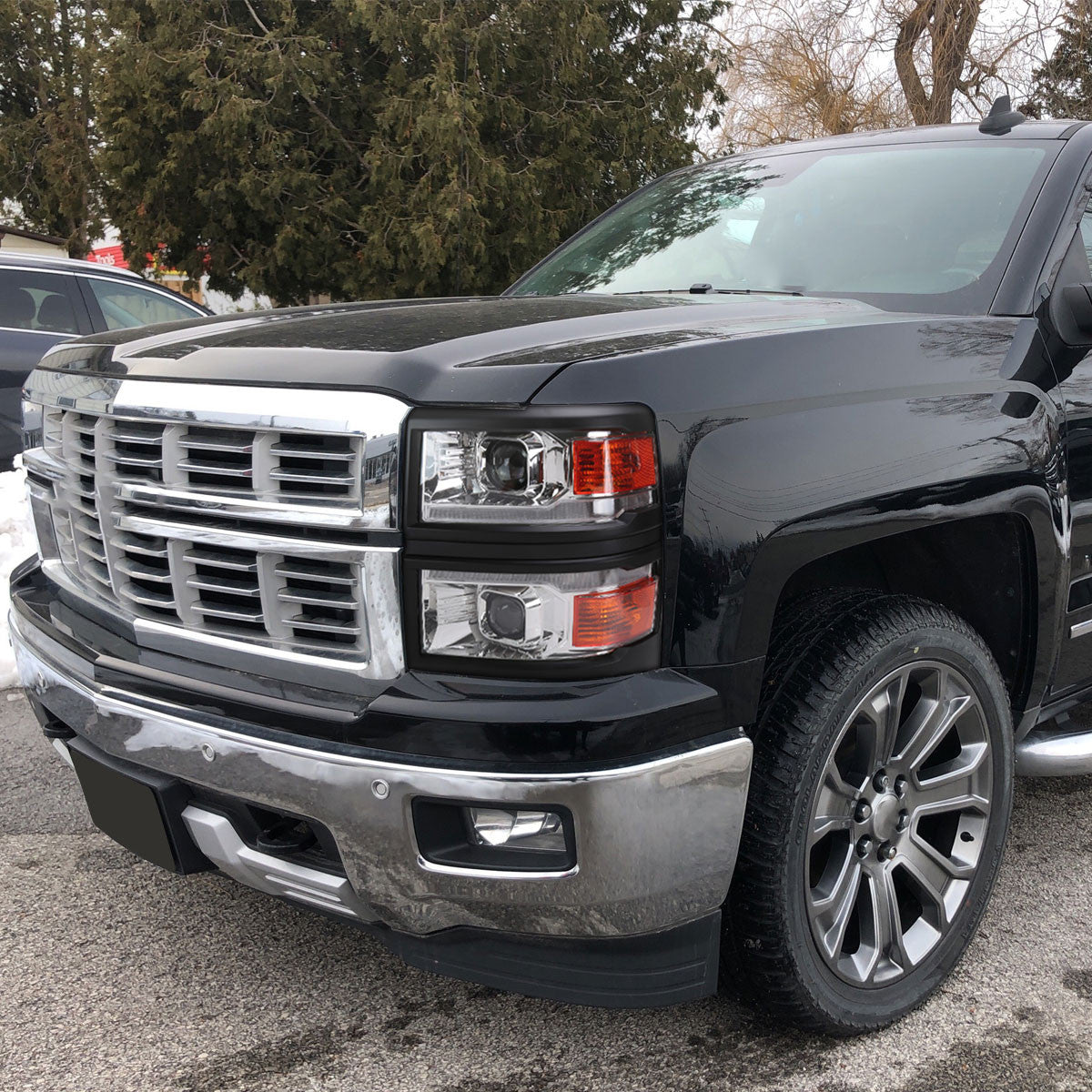 Projector Headlights W/ Switchback Sequential Led Bar Turn Signal (Black Housing) Installed Chevrolet Silverado 1500