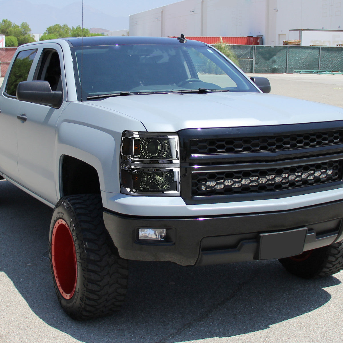 Projector Headlights W/ Chrome Trim Installed Chevrolet Silverado