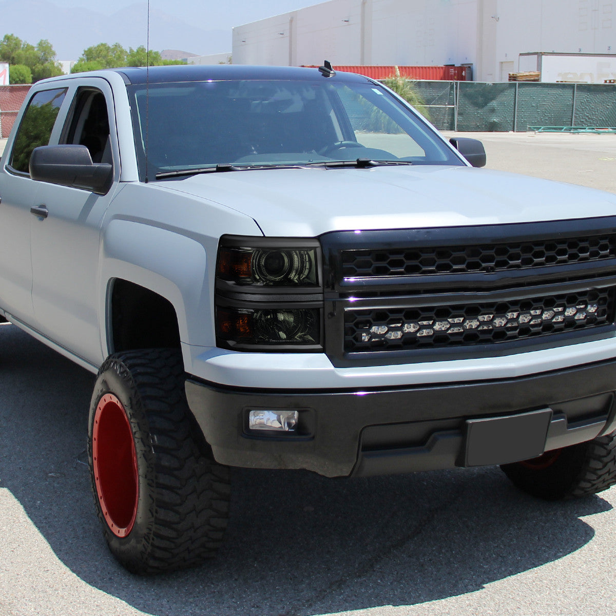 Projector Headlights W/ Black Trim Installed Chevrolet Silverado