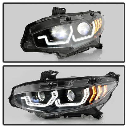 Spyder Apex Honda Civic 16-20 2DR/4DR/Hatchback LED Sequential Turn Signal Lights installed black