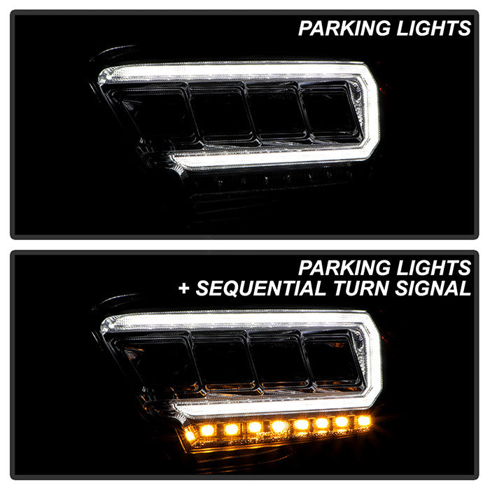 Spyder Apex Toyota Tacoma 2016-2022 OE halogen Sequential LED Signal DRL Chrome installed