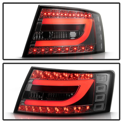 Spyder Audi 05-08 A6 4DR LED bar tail lights installed smoke Incandescent