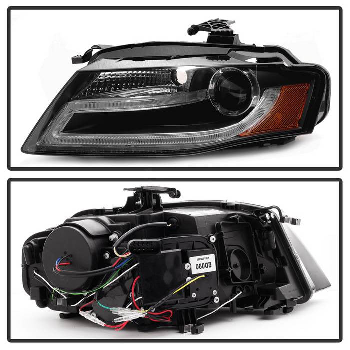 Spyder Audi A4 09-12 Projector Headlights Halogen Model DRL LED Black