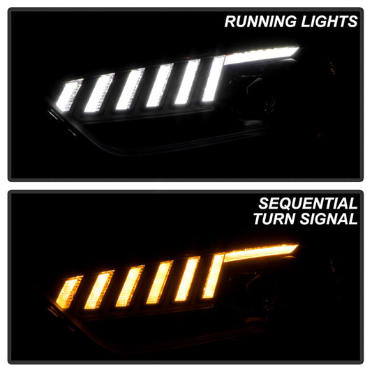 Spyder Audi A4 S4 2013-2016 HID Model Projector Headlights Switch Back Sequential LED Signal DRL black installed