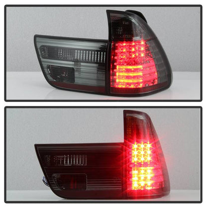 Spyder BMW 00-06 X5 E53 4PCS LED tail lights installed -Brake-LED smoke