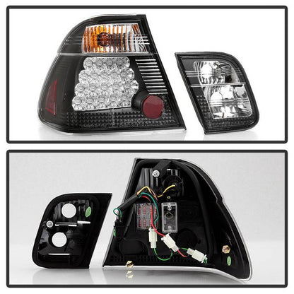 Spyder BMW 99-01 3-Series E46 4DR LED taillights black