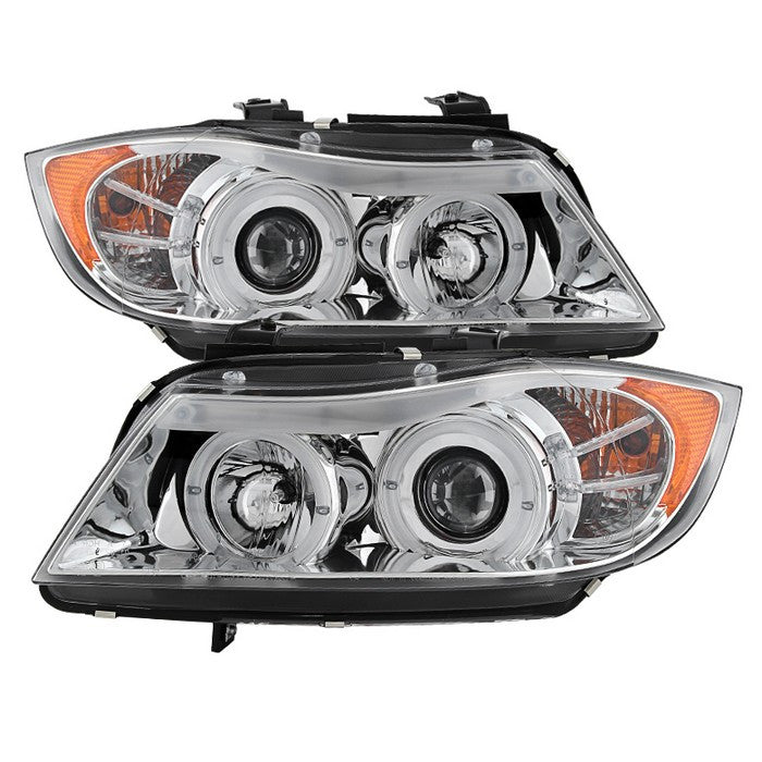 Spyder BMW E90 3-Series 06-08 4DR Halo Pro Headlights Chrome.