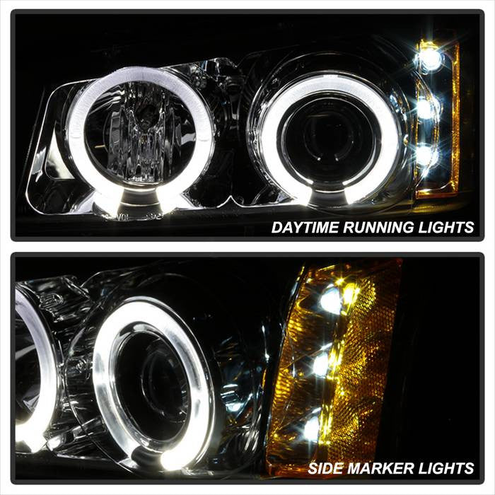 Spyder Chevy Silverado 1500 2500 3500 03-06 Silverado 1500HD 03-07 Silverado 2500HD 03-06 Avalanche 02-06 Projector Headlights LED Halo Chrome installed