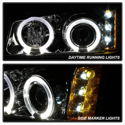 Spyder Chevy Silverado 1500 2500 3500 03-06 Silverado 1500HD 03-07 Silverado 2500HD 03-06 Avalanche 02-06 Projector Headlights LED Halo Chrome installed