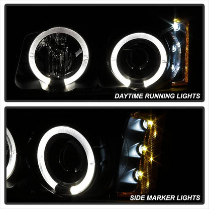 Spyder Chevy Silverado 1500 hd 2500 hd 3500 03-06 Chevy Avalanche 02-06 Projector Headlights LED Halo Black Smoke installed