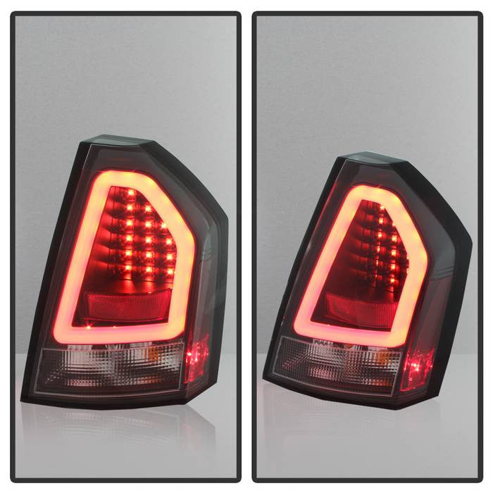 Spyder Chrysler 08-10 300C V2 LED bar tail lights installed black