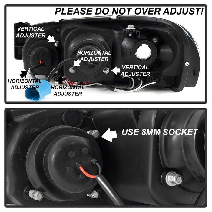 Spyder Chrysler Sebring 01-03 sedan Convertible Dodge Stratus 01-06 sedan Projector Headlights LED Halo Black