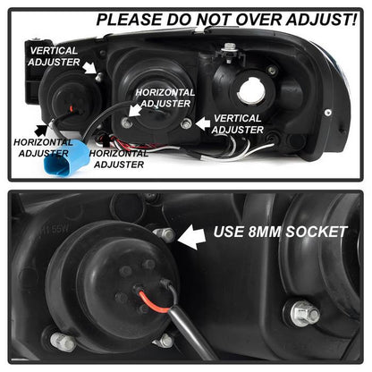 Spyder Chrysler Sebring 01-03 sedan Convertible Dodge Stratus 01-06 sedan Projector Headlights LED Halo Black