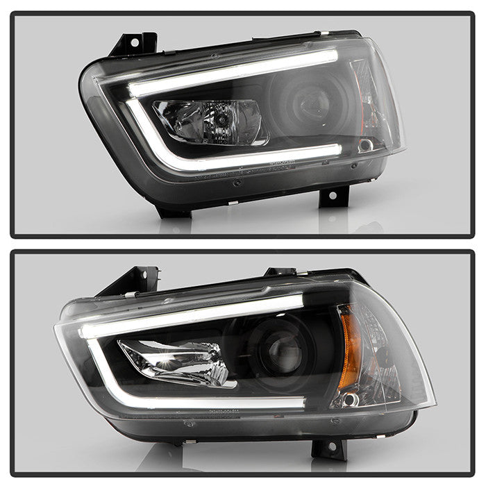 Spyder Dodge Charger 11-14 LED Tube DRL Projector Headlights installed Black