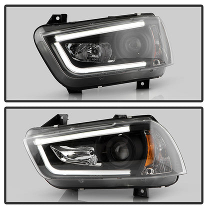 Spyder Dodge Charger 11-14 LED Tube DRL Projector Headlights installed Black
