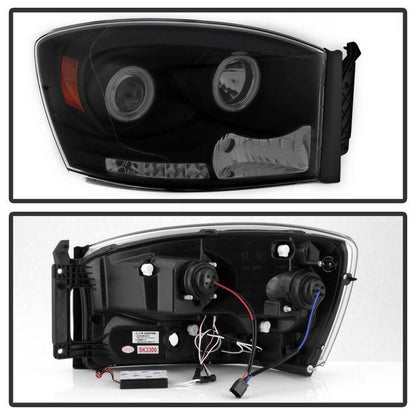 Spyder Dodge Ram 1500 06-08 Projector Halo LED Headlights CCFL Black Smoke