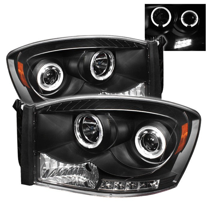 Spyder Dodge Ram 1500 06-08 / Ram 2500 3500 06-09 Projector Headlights LED Halo Black