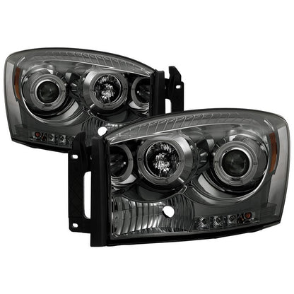 Spyder Dodge Ram 1500 06-08 Ram 2500 3500 06-09 Projector Headlights LED Halo Smoke