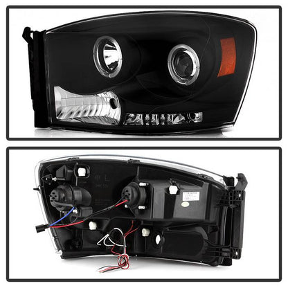 Spyder Dodge Ram 1500 06-08 Projector Headlights LED Halo Black